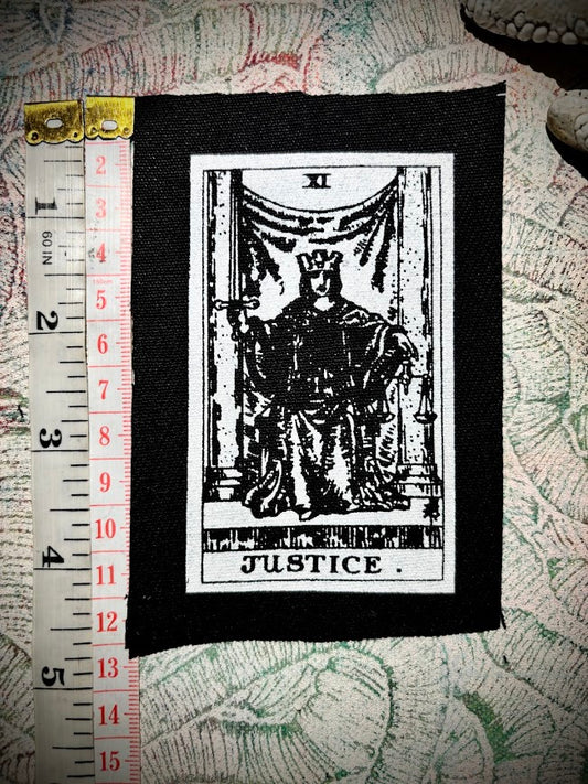 Justice tarot card sew on patch.