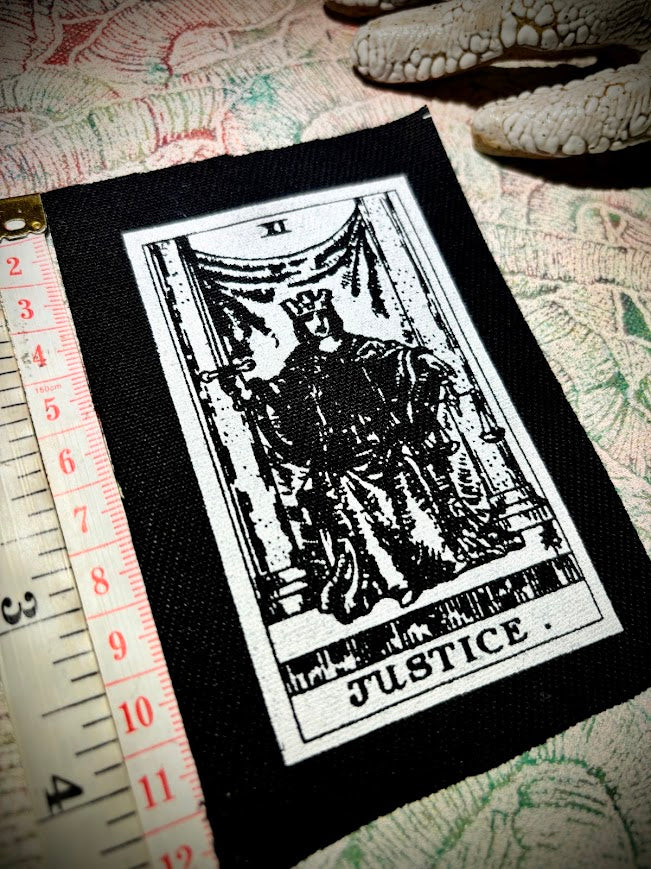Justice tarot card sew on patch.