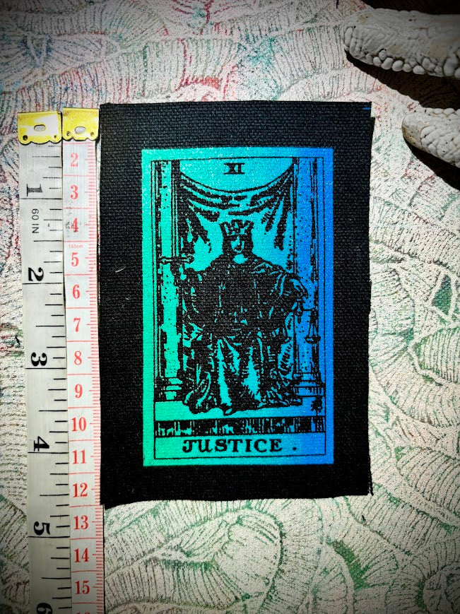 Justice tarot card sew on patch.