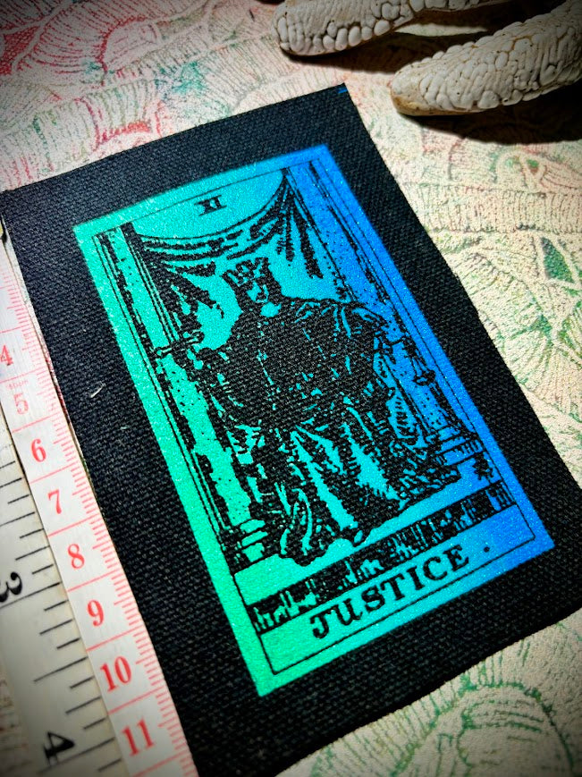 Justice tarot card sew on patch.