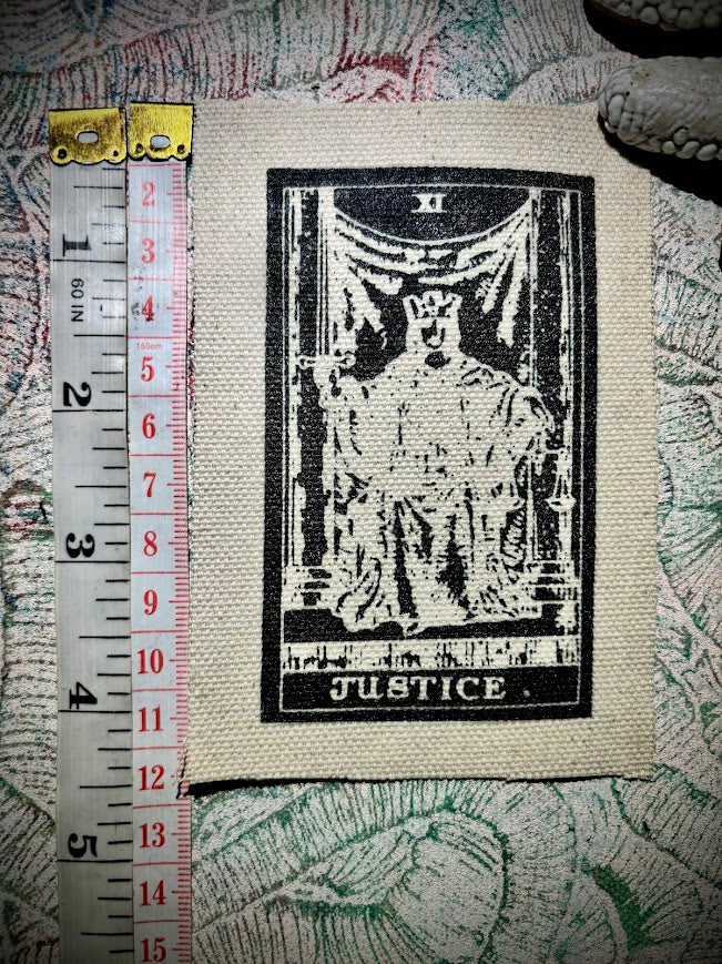 Justice tarot card sew on patch.