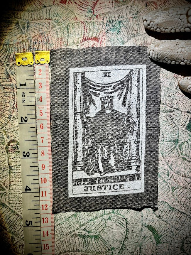 Justice tarot card sew on patch.