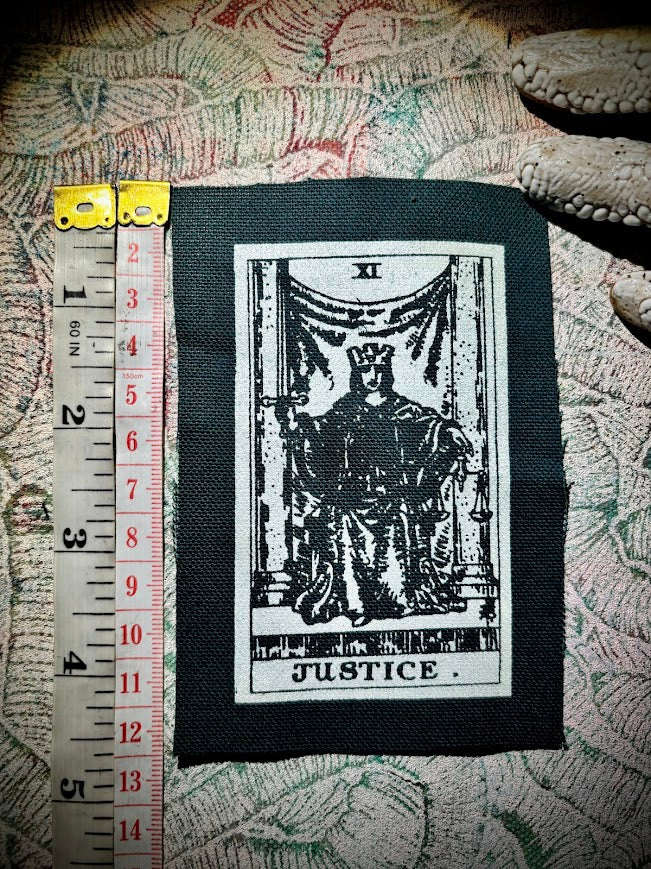 Justice tarot card sew on patch.