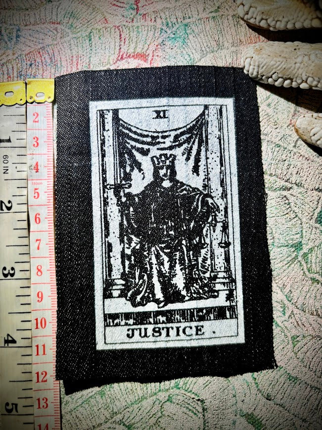 Justice tarot card sew on patch.