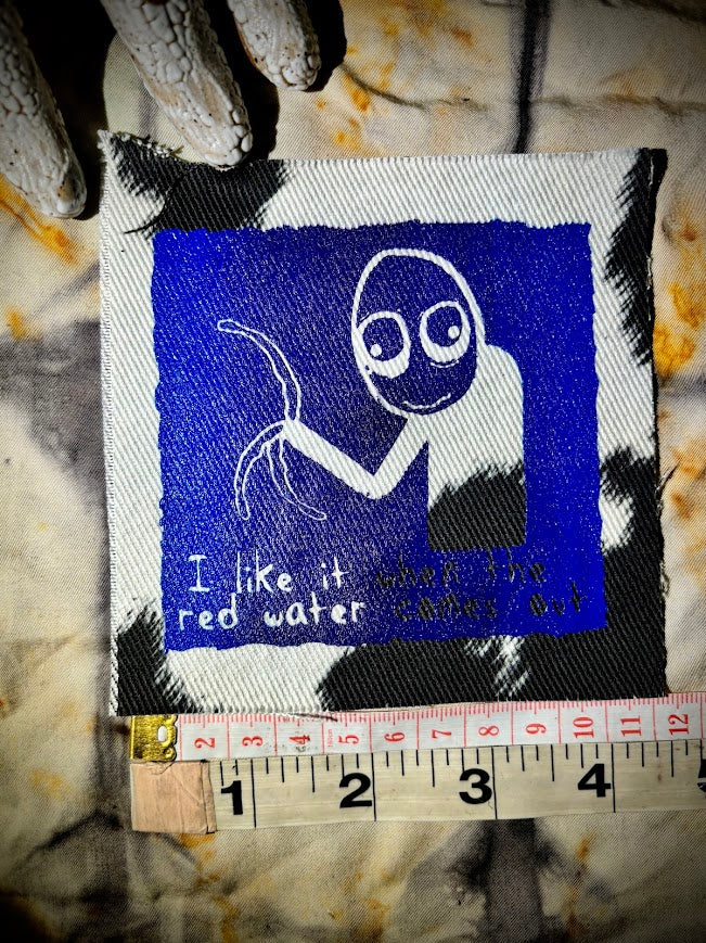 Salad Fingers sew on patch. I like it when the red water comes out.