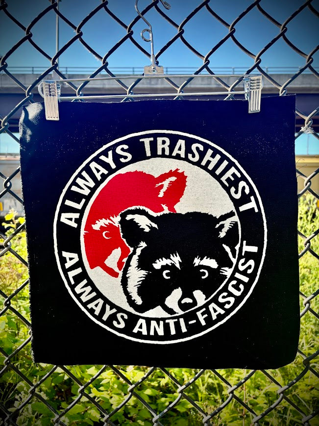 ANTIFA raccoons back patch.