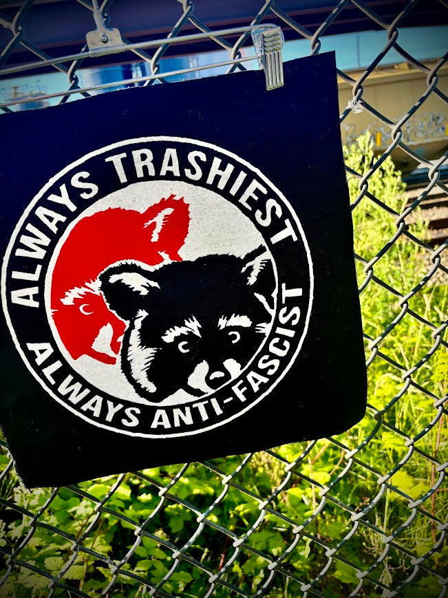 ANTIFA raccoons back patch.