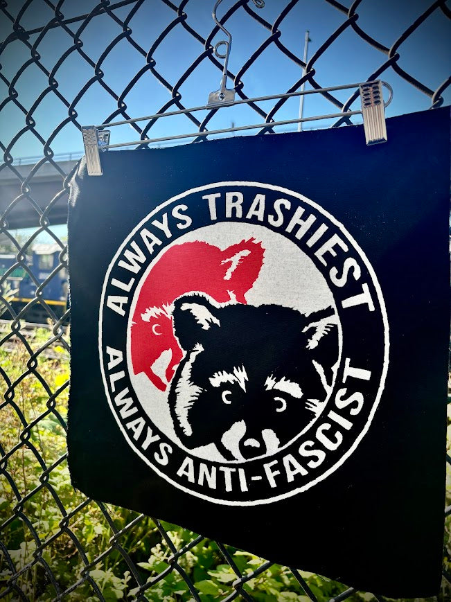 ANTIFA raccoons back patch.