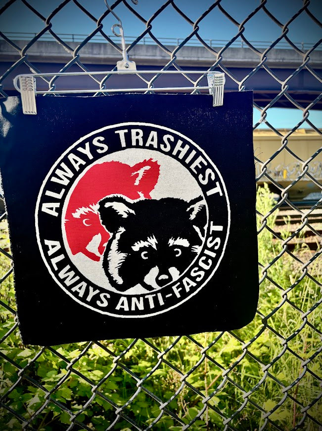 ANTIFA raccoons back patch.