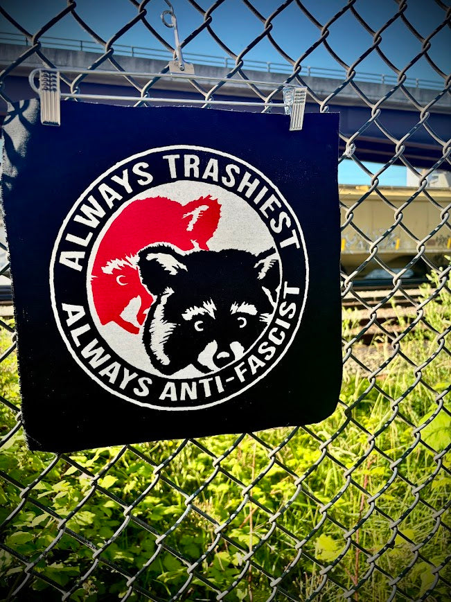 ANTIFA raccoons back patch.