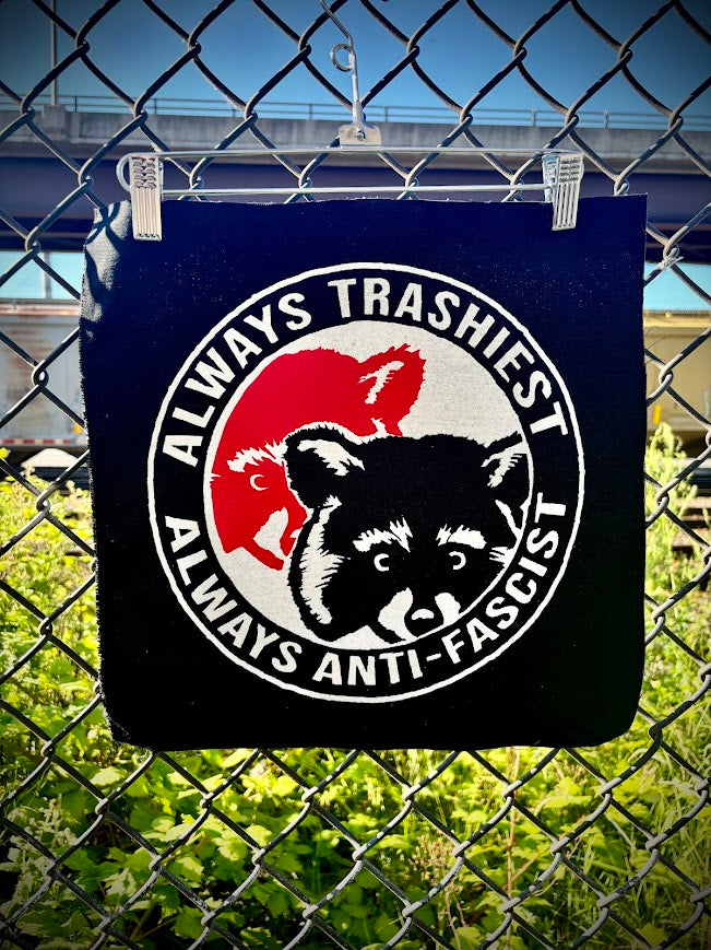 ANTIFA raccoons back patch.