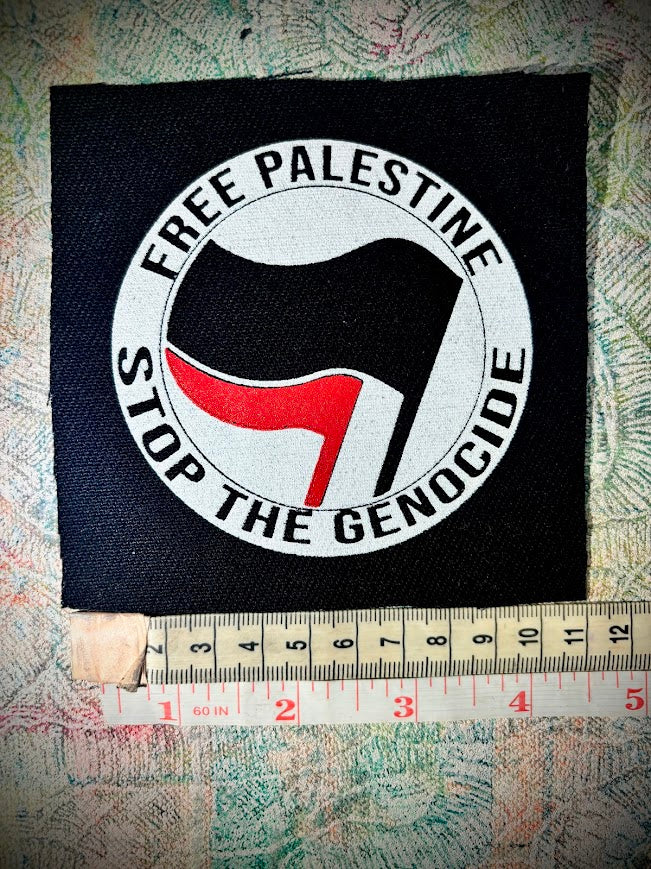 FUNDRAISER PATCH. ANTIFA, free Palestine, stop the genocide patch.