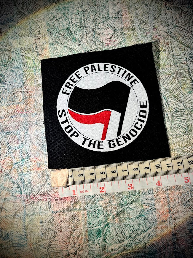 FUNDRAISER PATCH. ANTIFA, free Palestine, stop the genocide patch.