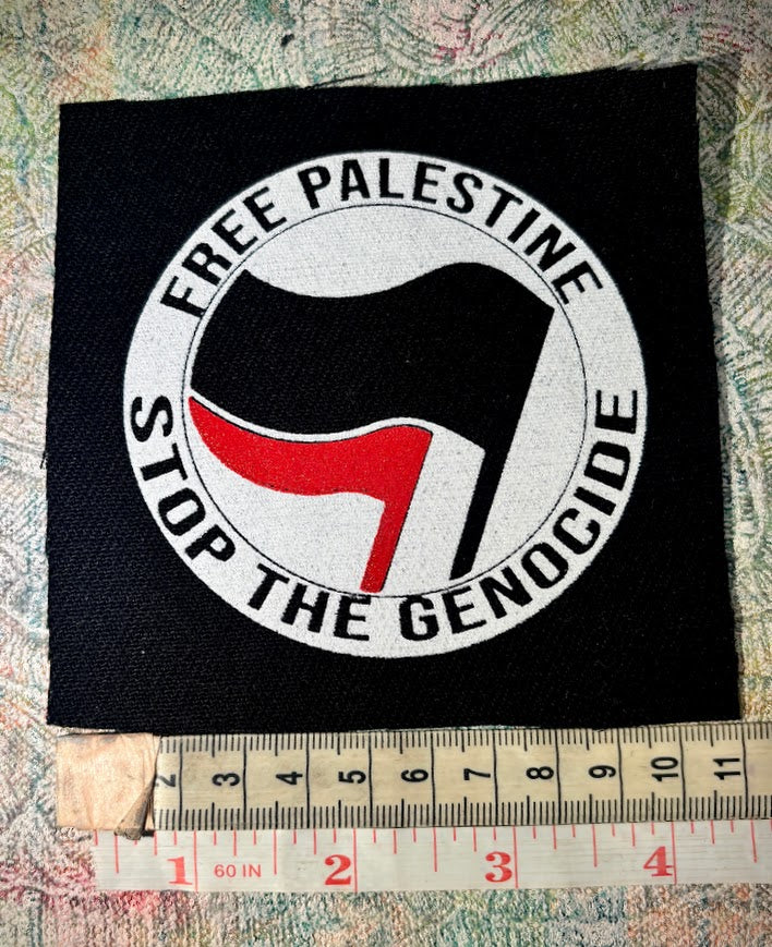 FUNDRAISER PATCH. ANTIFA, free Palestine, stop the genocide patch.