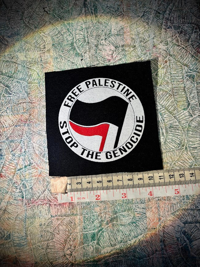 FUNDRAISER PATCH. ANTIFA, free Palestine, stop the genocide patch.