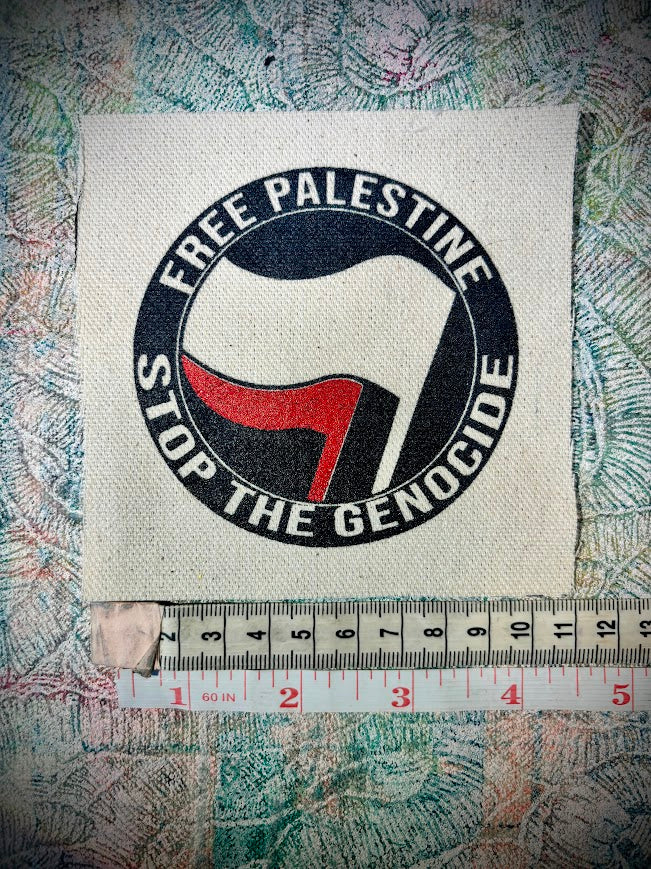 FUNDRAISER PATCH. ANTIFA, free Palestine, stop the genocide patch.