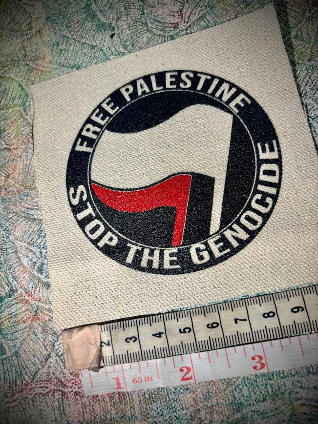 FUNDRAISER PATCH. ANTIFA, free Palestine, stop the genocide patch.
