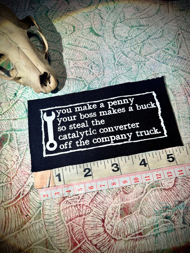 Anti work poem patch.