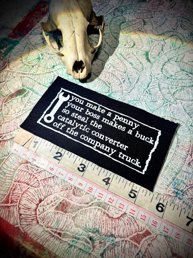 Anti work poem patch.