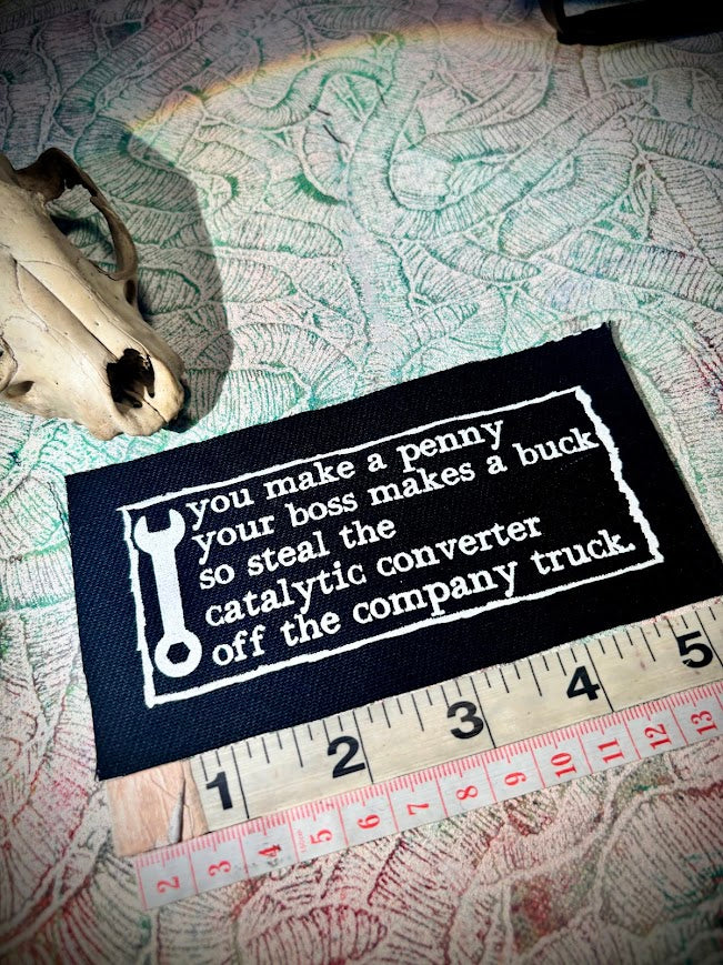 Anti work poem patch.