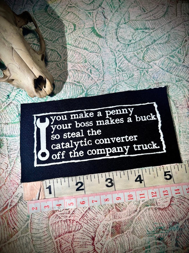 Anti work poem patch.