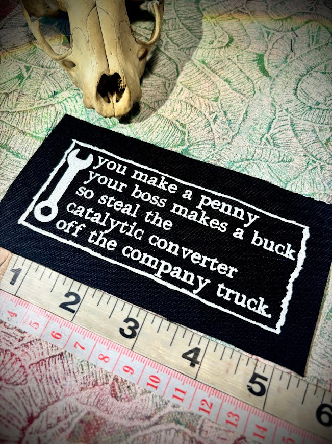 Anti work poem patch.