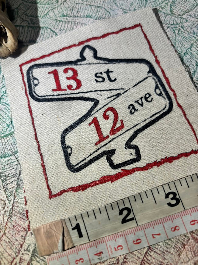 Corner of 13th and 12th, 1312 ACAB street corner sew on patch