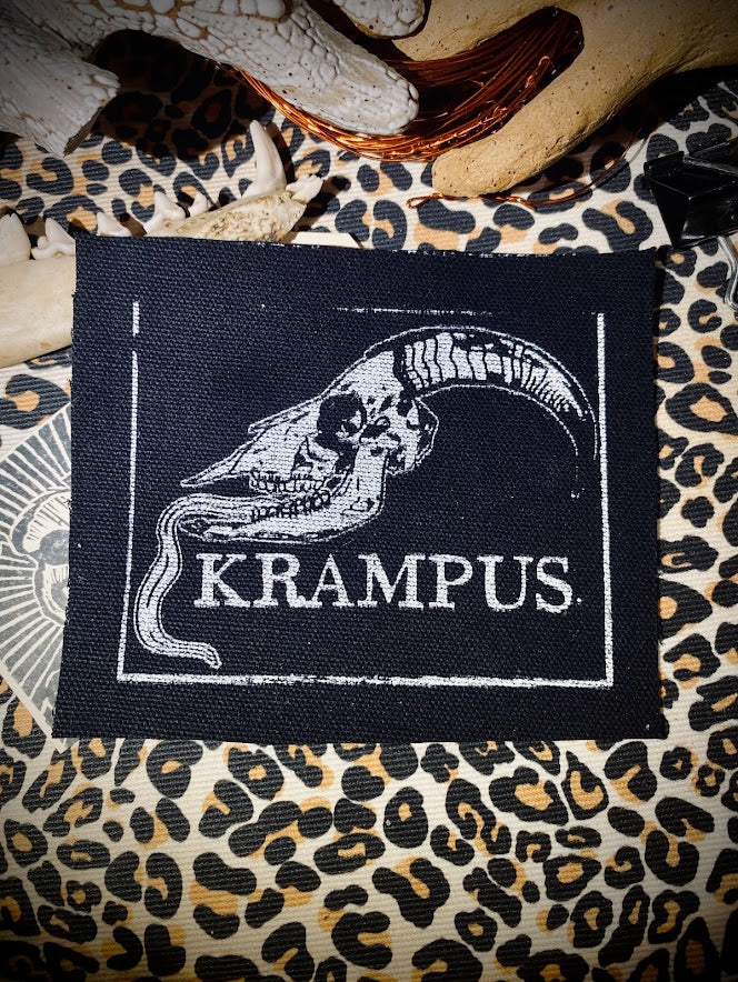 Krampus skull sew on patch