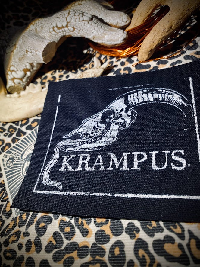 Krampus skull sew on patch