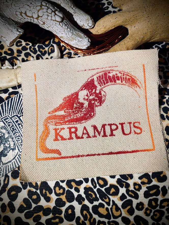 Krampus skull sew on patch