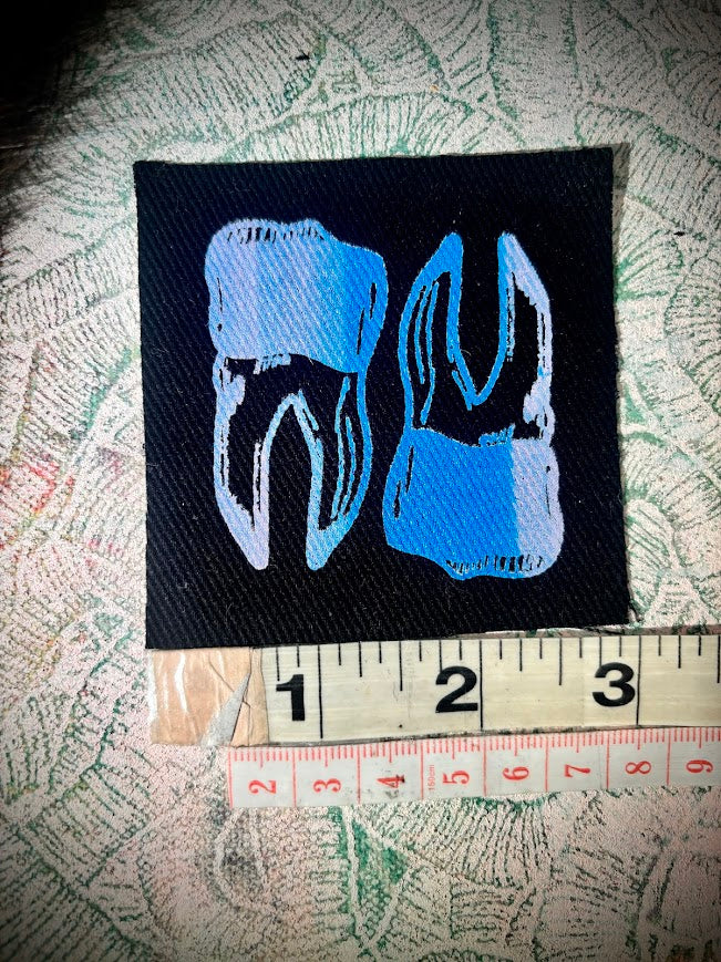 two teef tiny patch. teeth, tooth, toof, whatever you wanna call em