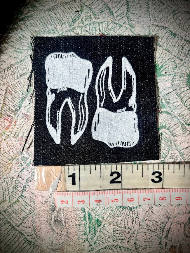 two teef tiny patch. teeth, tooth, toof, whatever you wanna call em