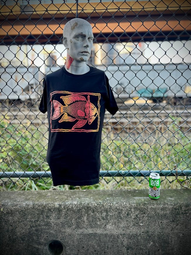 Fish smoking a cigarette on a t-shirt