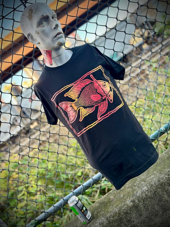 Fish smoking a cigarette on a t-shirt