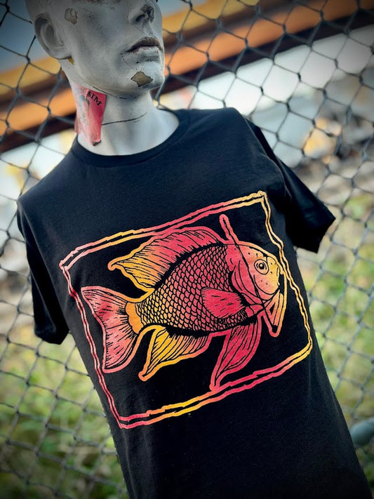 Fish smoking a cigarette on a t-shirt