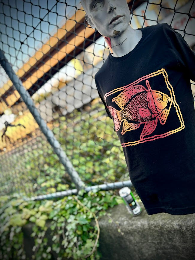 Fish smoking a cigarette on a t-shirt