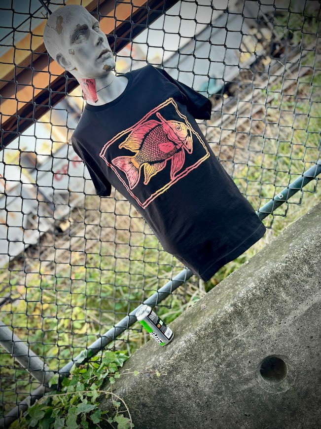 Fish smoking a cigarette on a t-shirt