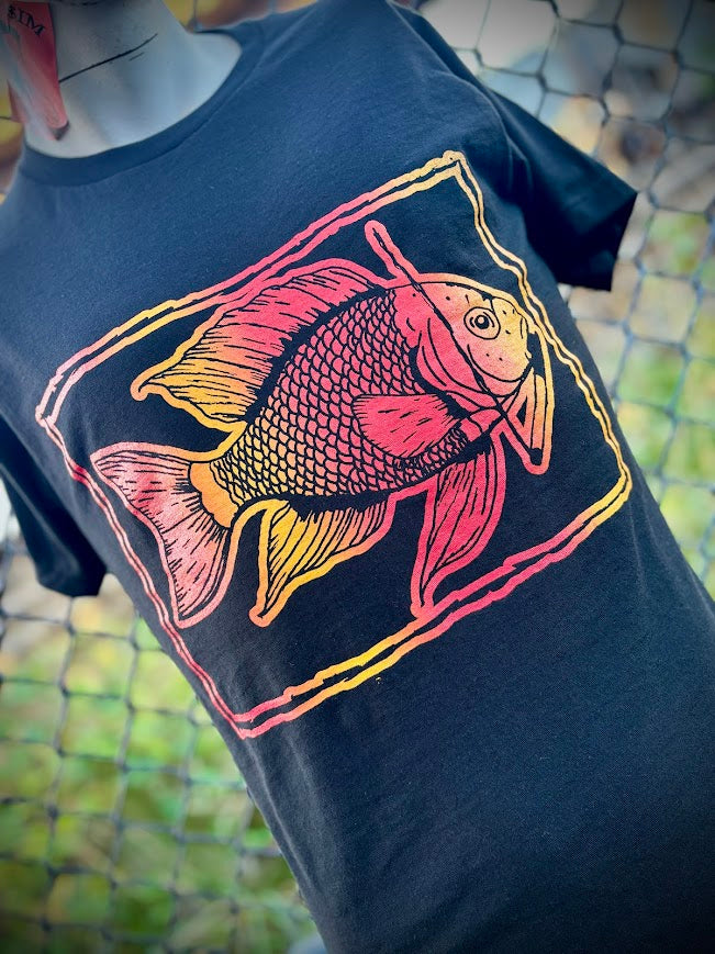 Fish smoking a cigarette on a t-shirt.