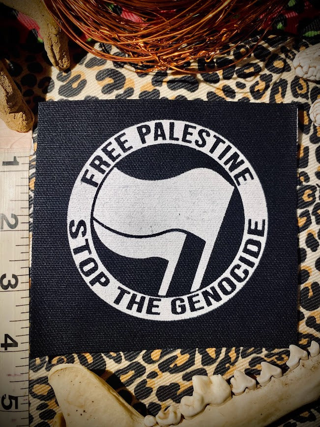 FUNDRAISER PATCH. ANTIFA, free Palestine, stop the genocide patch.