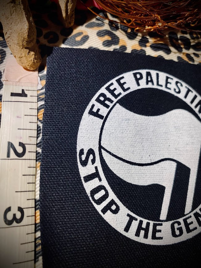 FUNDRAISER PATCH. ANTIFA, free Palestine, stop the genocide patch.