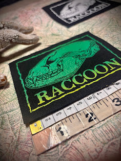 Raccoon skull sew on patch
