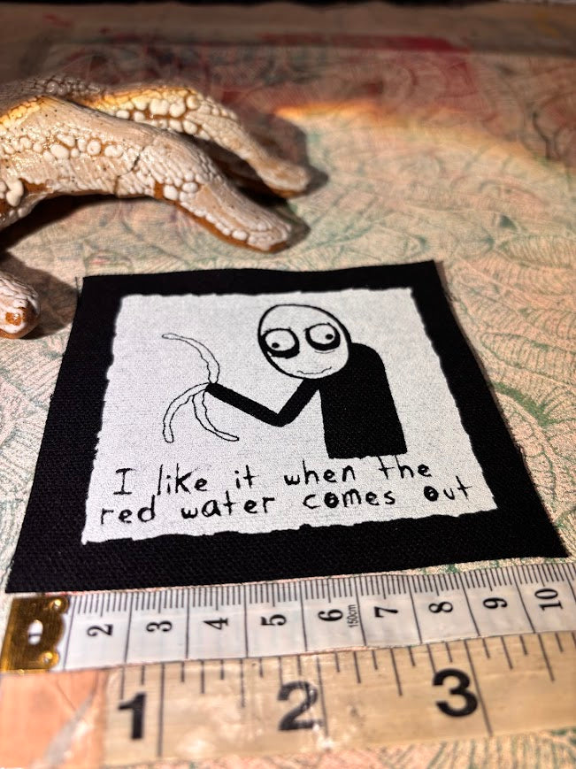 Salad Fingers sew on patch. I like it when the red water comes out