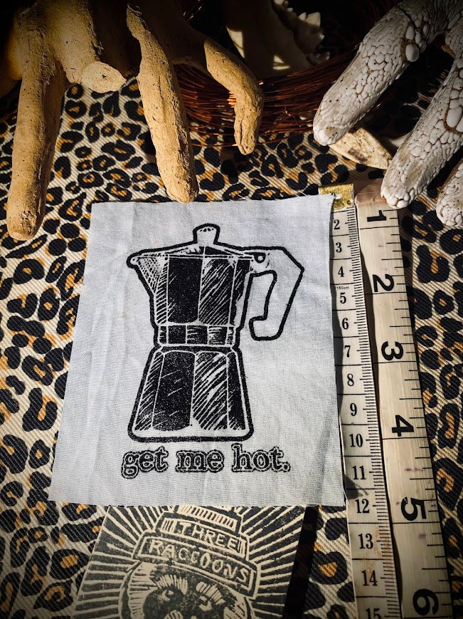 Get me hot! Moka pot coffee maker sew on patch