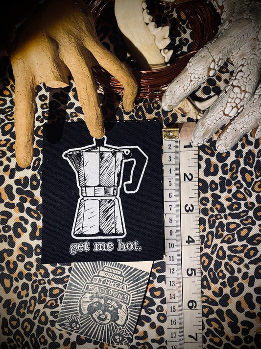 Get me hot! Moka pot coffee maker sew on patch