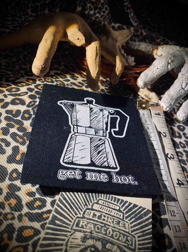 Get me hot! Moka pot coffee maker sew on patch