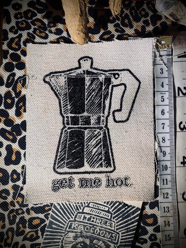 Get me hot! Moka pot coffee maker sew on patch