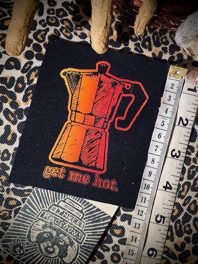 Get me hot! Moka pot coffee maker sew on patch