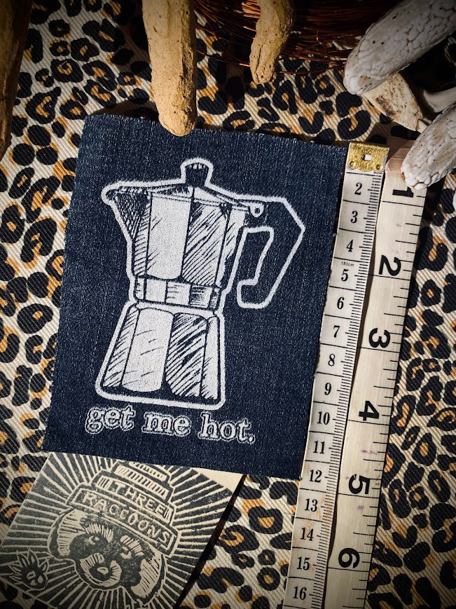 Get me hot! Moka pot coffee maker sew on patch