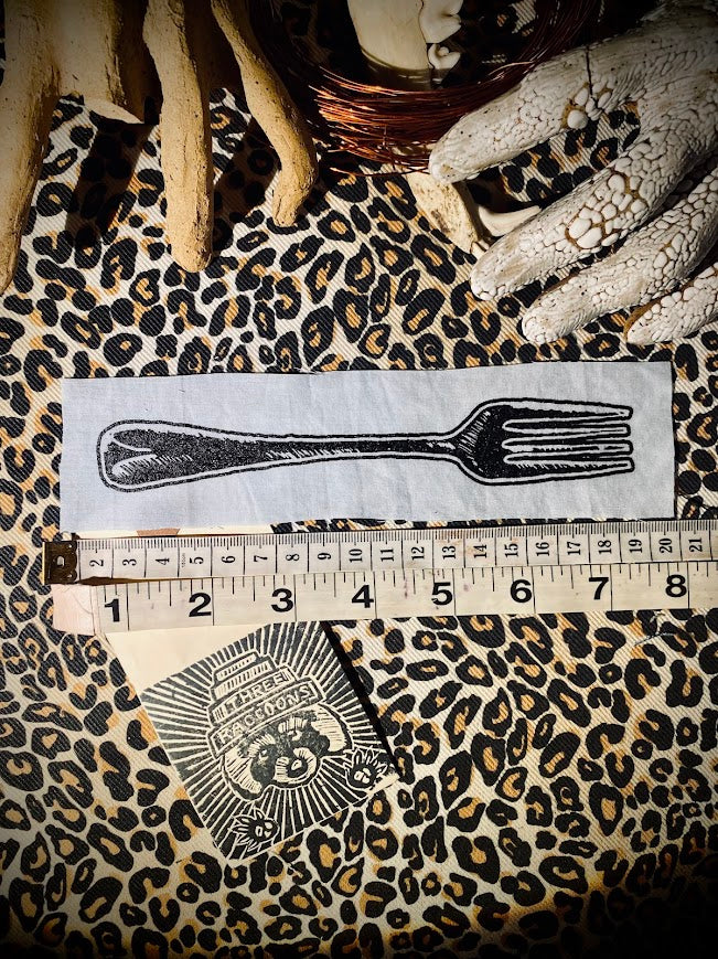 life size fork! sew on patch/pocket