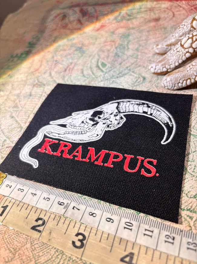 Krampus skull sew on patch